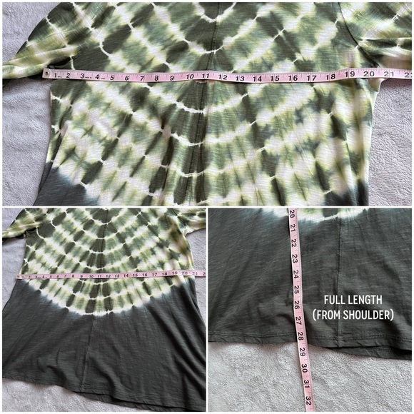NWT LOGO By Lori Goldstein Coleigh Tunic Top Long Sleeve Cotton Green Tie Dye - Picture 13 of 13